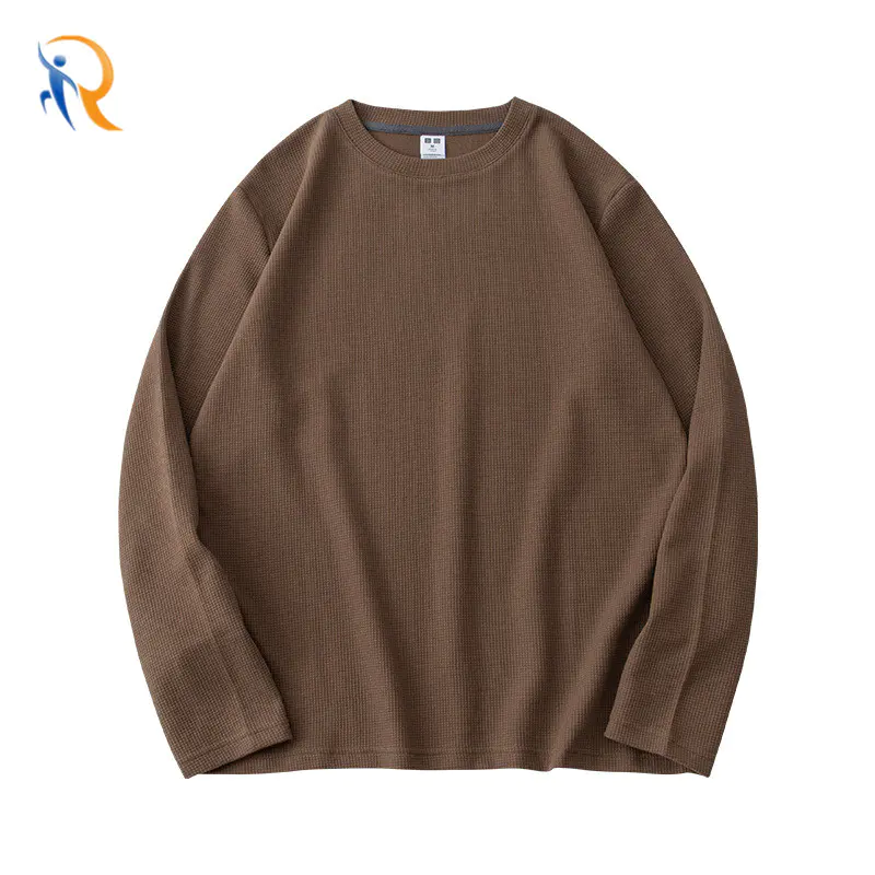 Mens Solid Color Clean Fit Long Sleeve Waffle Sweat Shirt