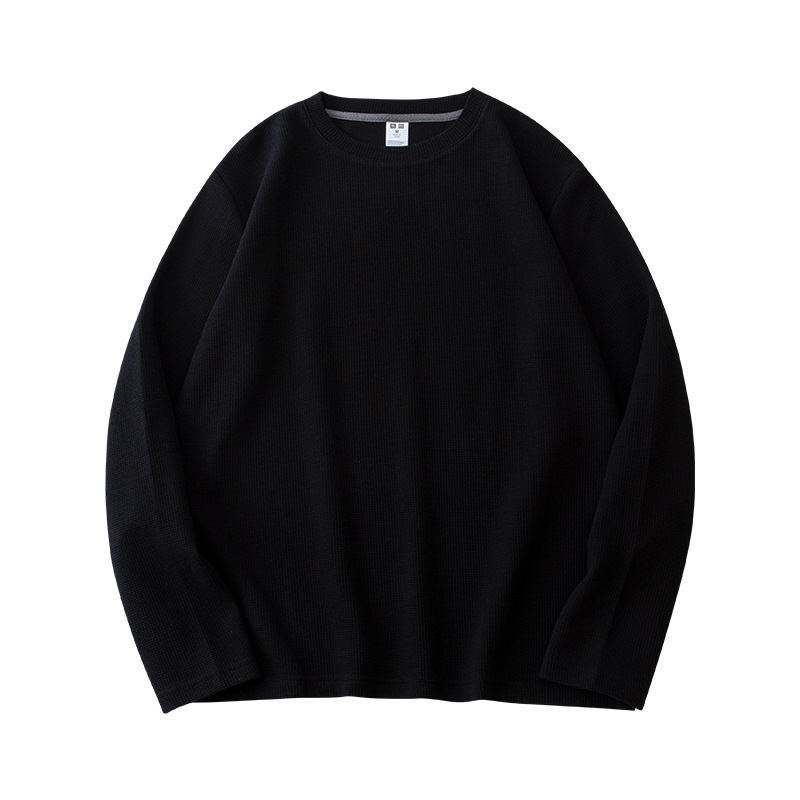 product-Ruiteng-Mens Solid Color Clean Fit Long Sleeve Waffle Sweat Shirt-img