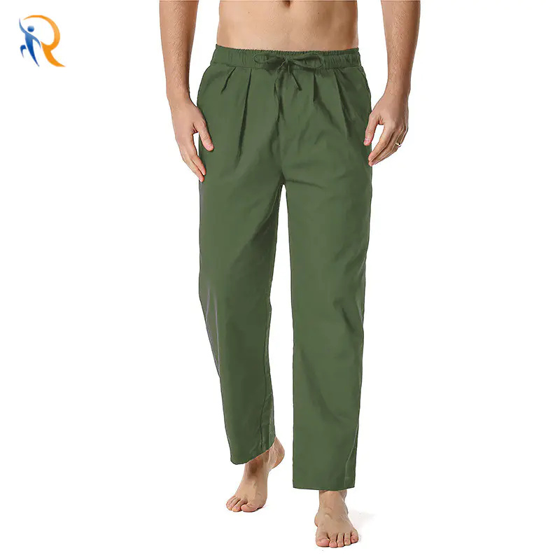 100%Linen Mens Lounge Pants Casual Style Loose Pants
