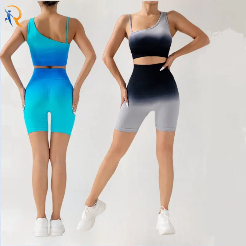 Womens Sport Style Stretchy Comfy Custom Dip Dye Yoga Set