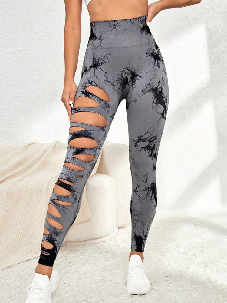 product-Ruiteng-Wholesale Womens Tie Dye Hollow Out High Waist Tights Althleisure Style Legging-img