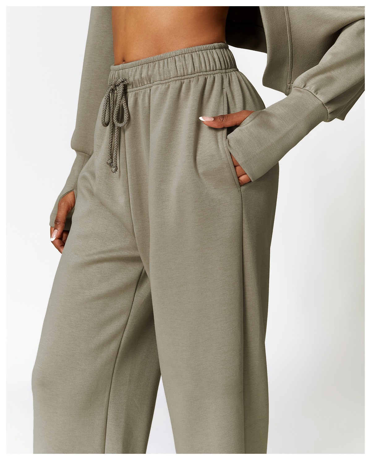 product-Womens Wholesale Straight Wide Leg Sweatpants Althletic Cuffed Pants-Ruiteng-img