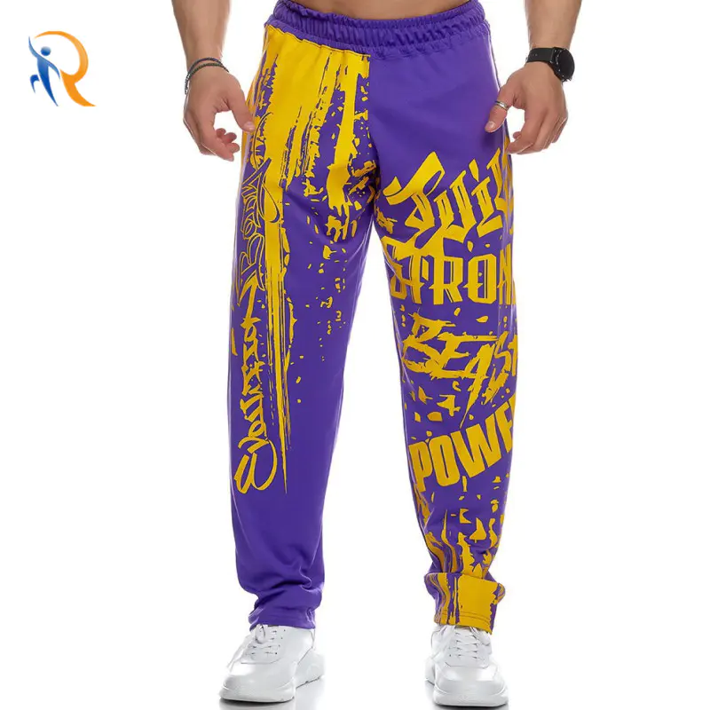 Customized Mens Jersey Wide Length Pants Subilmation Logo Printing Pants