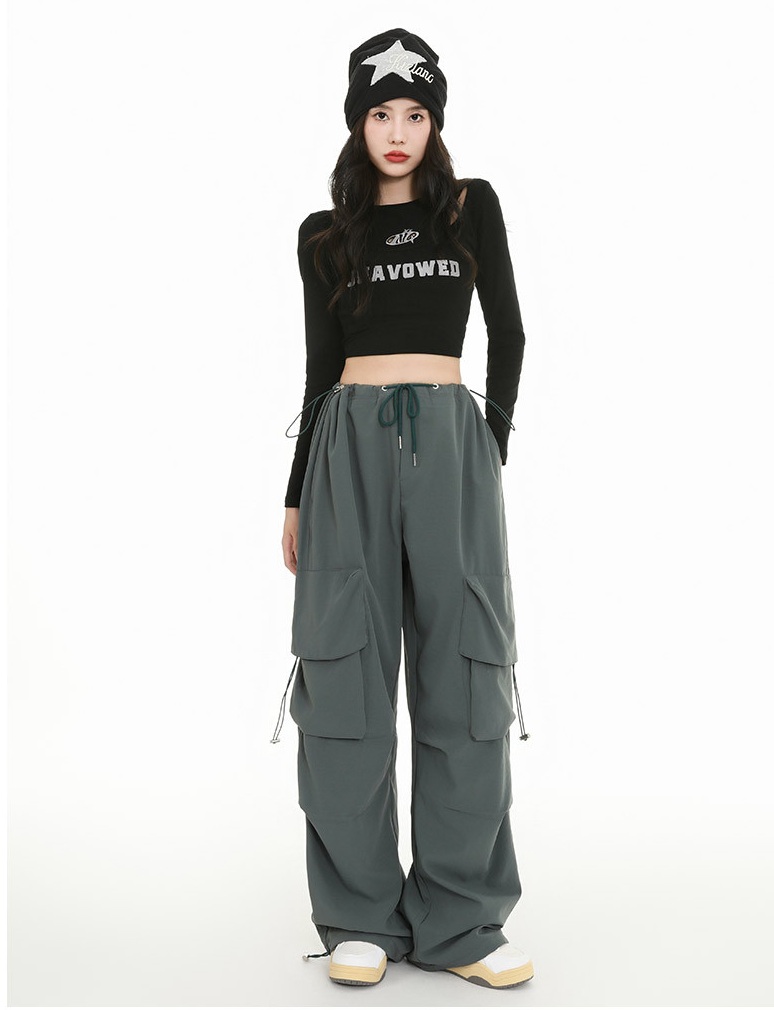 product-Womens Casual Style Cargo Pants Wide Leg Parachute Jogger-Ruiteng-img