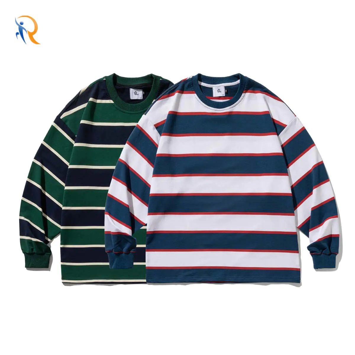 AW23 Mens Stripped Long Sleeve Cerw Neck Terry T-shirt