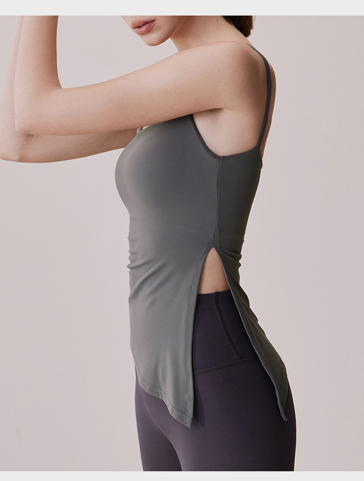 product-Womens Tonal Tank Top Yoga Tops Spaghetti Straps Side Split Fitness Tank-Ruiteng-img