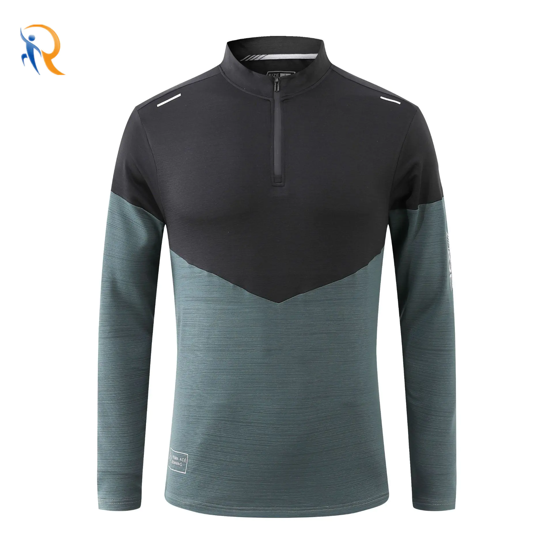 Mens Running Shirt 1/4 Zip-up Long Sleeve Shirt Stand Collar Quick Dry Sport Shirt