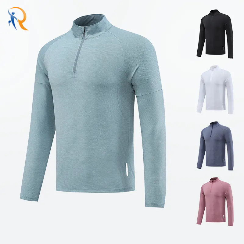 Mens Compression Long Sleeved Running Shirt Half Zip Stand Collar Quick Dry Training Shirt