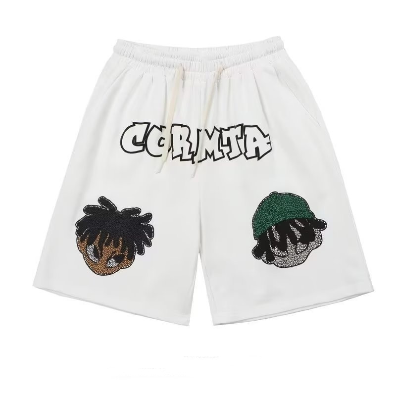 product-Mens Y2K Style Chennel Embroidered Wide Leg Loose Fit Short-Ruiteng-img