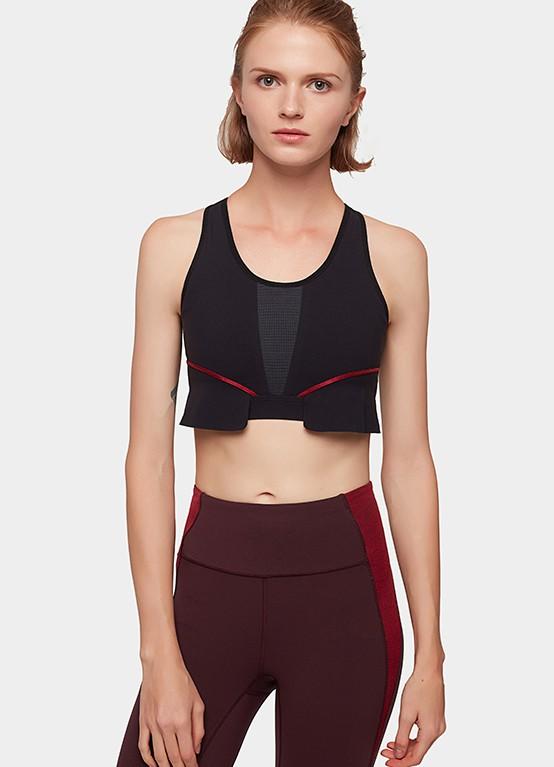 Striped patchwork breathable motion elastic sports bra comfortable suit