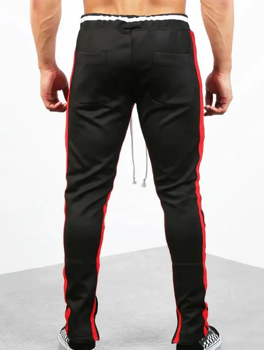 Double Striped Track Pants V2 in Black and Red RTM-268
