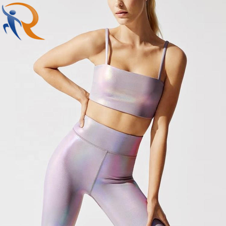 New Fashion Luminous Color Printed Bra and Leggings Yoga Set for Women