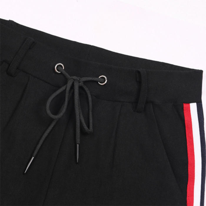 OEM Wholesale Side Contrast Color Stripe Slim High Waist Women Workout Pants Bottoms Design Running Training Trousers-RTA1481