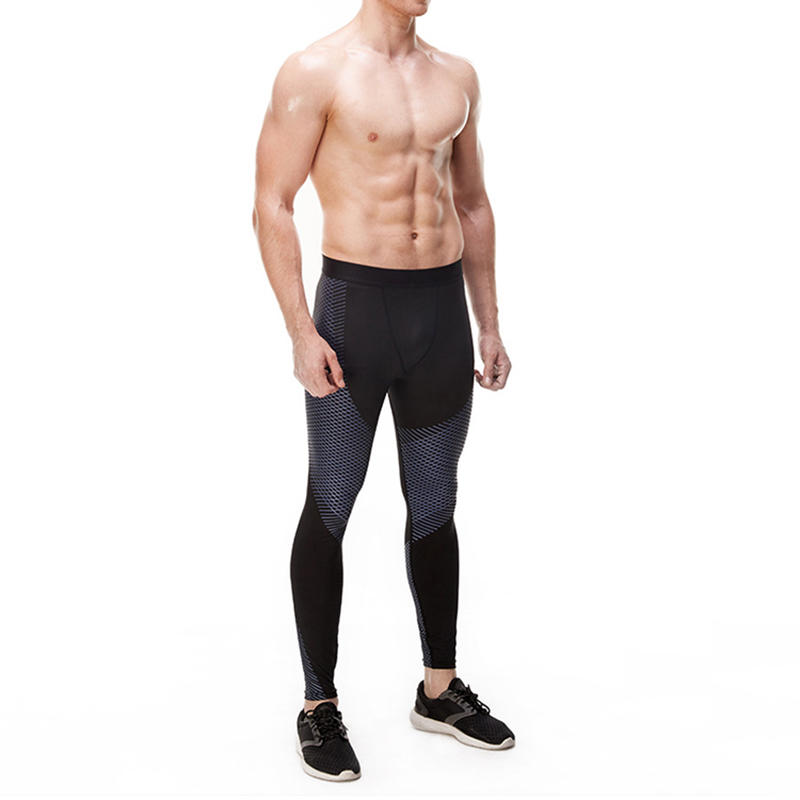 Workout Men Compression Leggings Fitness Black Sports Tight Pants-RTA187